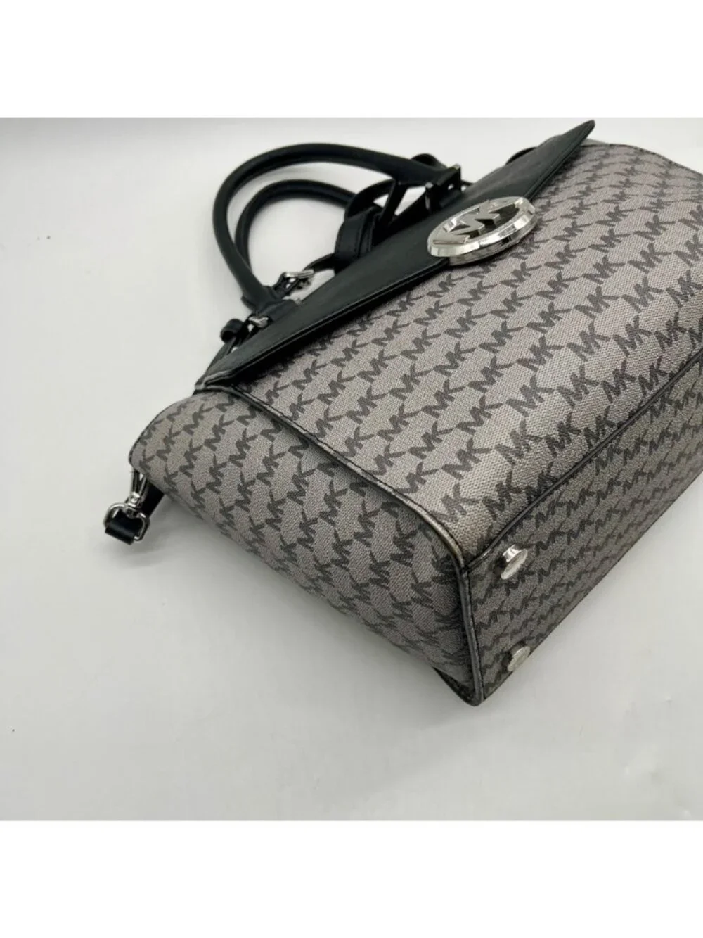 Michael Kors Grey Monogram Coated Canvas Satchel